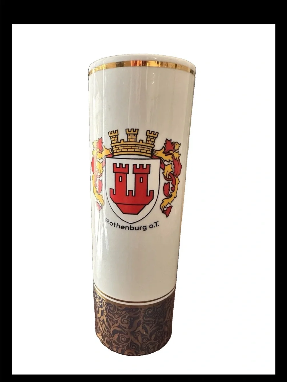 German Porcelain Souvenir Tumbler Vase W Imperial Coat of Arms